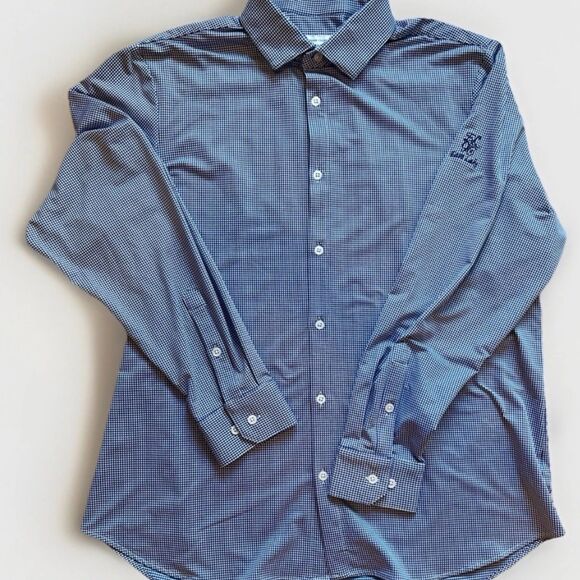 Mizzen+Main Other - Mizzen + Main Spinnaker Shirt Mens XL Blue White Check East Lake Logo